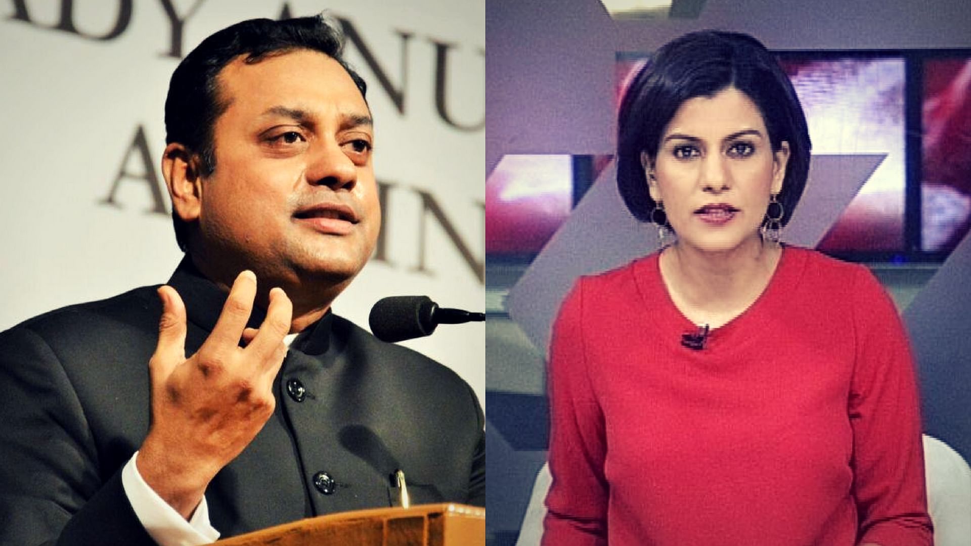 NDTV’s Nidhi Razdan (right) asked BJP’s Sambit Patra (left) to leave her show on NDTV. (Photo: Altered by <b>The Quint</b>)