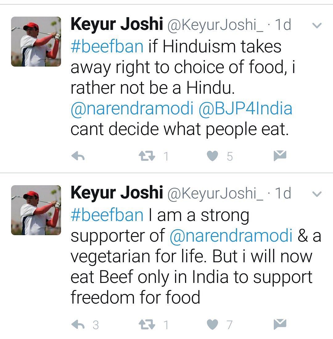 

 Joshi criticised the beef ban, and was called ‘anti-national’ and ‘anti-Hindu’. MakeMyTrip bore the brunt.
