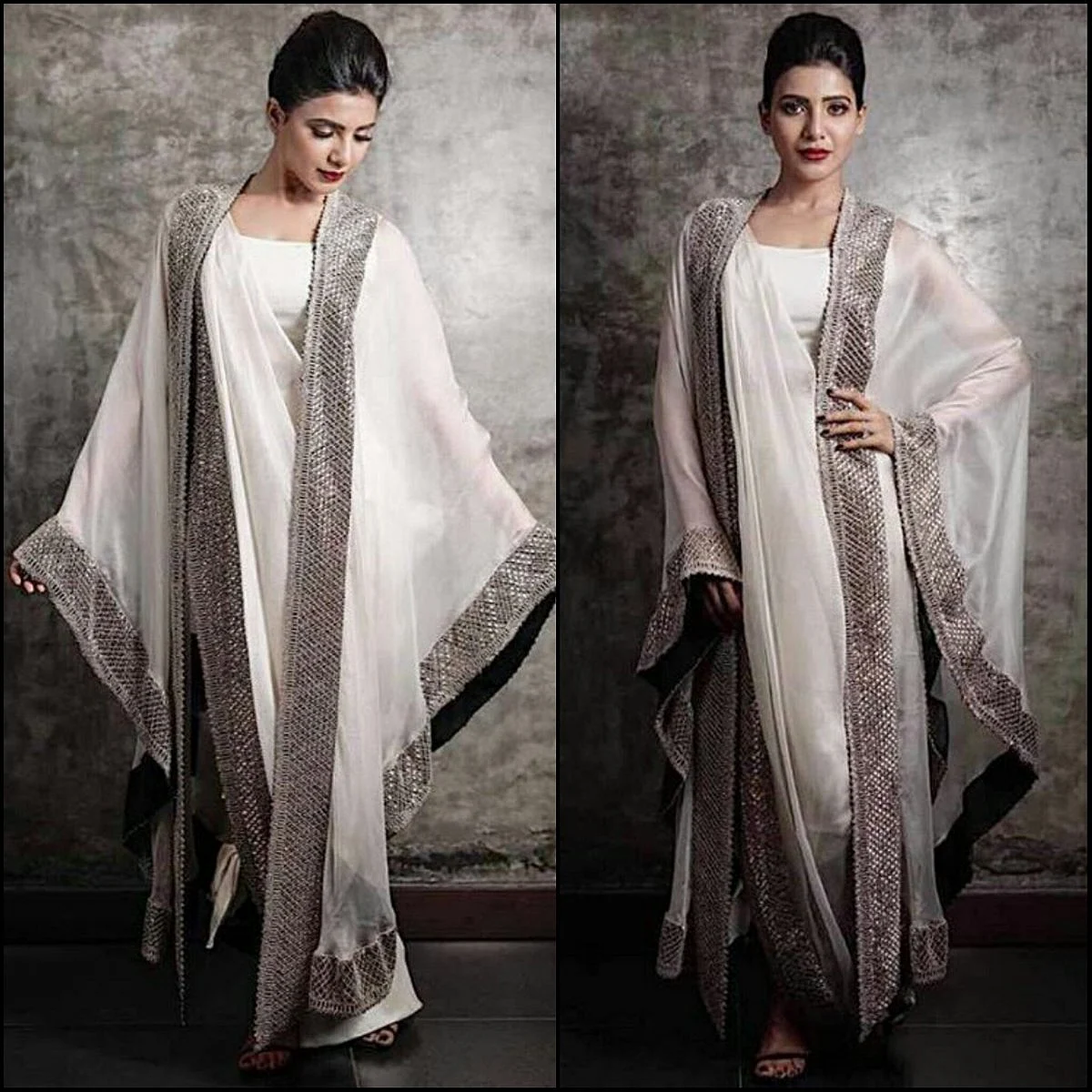 Samantha Ruth Prabhu flaunts an Anamika Khanna ensemble at the awards. (Photo courtesy: <a href="https://twitter.com/PrithamSadashiv/status/876153531278872576">Twitter/ PritamSadashiv</a>)