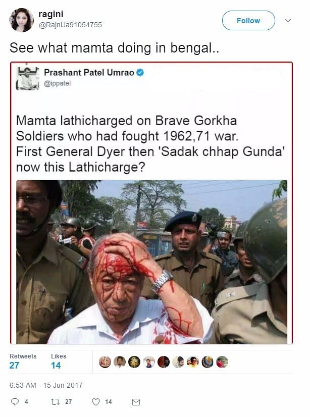  Col DK Rai commanded the 6/8 Gorkha and passed away in March 2017, but his photo is still being falsely used.