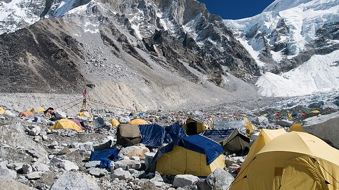 Tents put up by climbers for temporary stay at the mountain Everest base camp. (Photo: iStock)