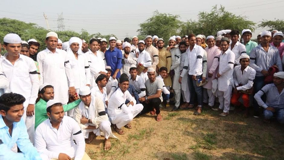 Residents of Ballabgarh village wore black armbands to protest the lynching of Junaid.
