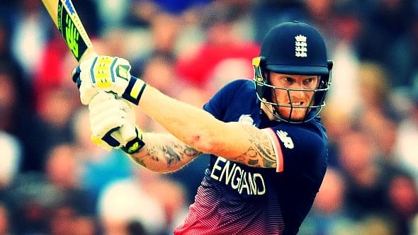 England’s Ben Stokes plays a shot during the Champions Trophy match against Australia. (Photo: AP)