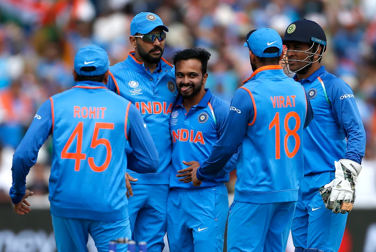 Kedar Jadhav’s golden arm restricted Bangladesh’s total to 264 in India’s semi-final.(Photo: Reuters)