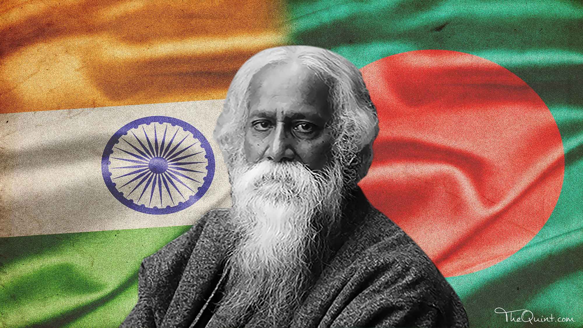 Rabindranath Tagore is the link that will connect the two teams as they line up to sing their national anthems before Thursday’s semi-final. (Photo: Altered by <b>The Quint</b>)