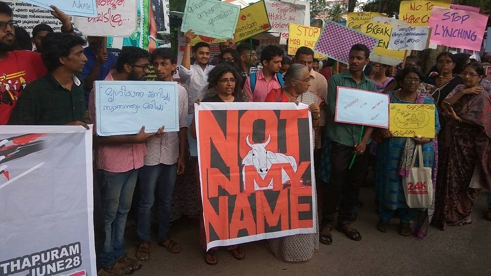 Protesters at #NotInMyName rally in Kerala.&nbsp;