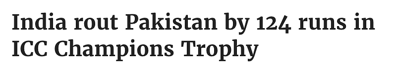 While the Indian media flashed ‘India thrash Pakistan’ headlines, here’s how the Pakistani media reported it.