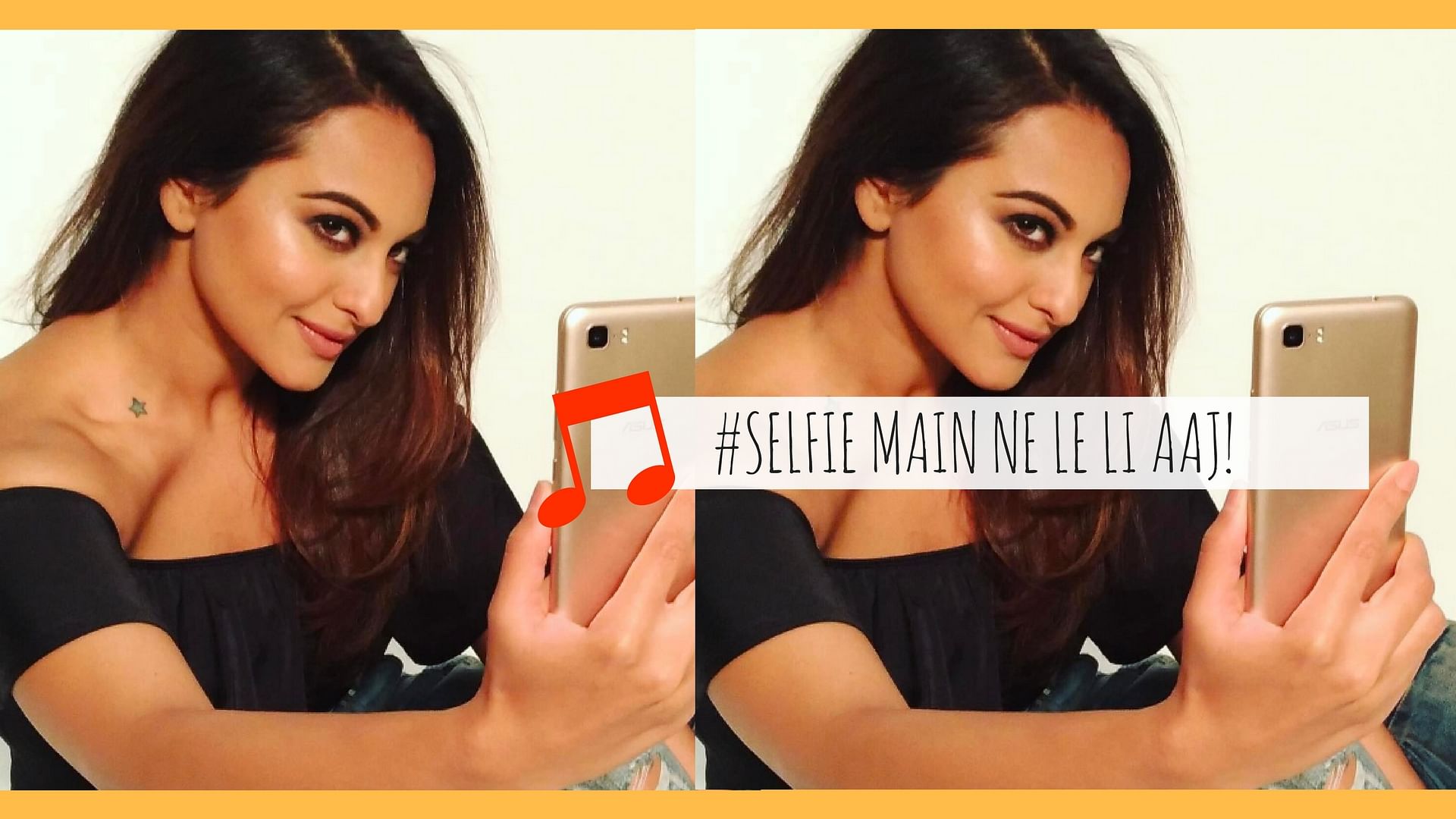 Sonakshi Sinha in selfie mode. (Photo courtesy: Instagram; altered by The Quint)