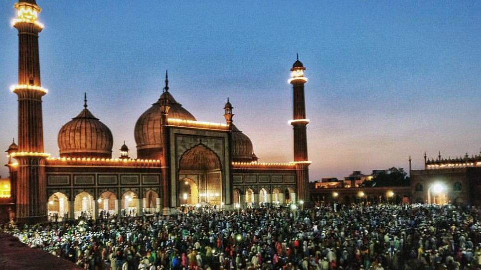 New Delhi’s iconic Jama Masjid lit up ahead of Eid-ul-Fitr.&nbsp;
