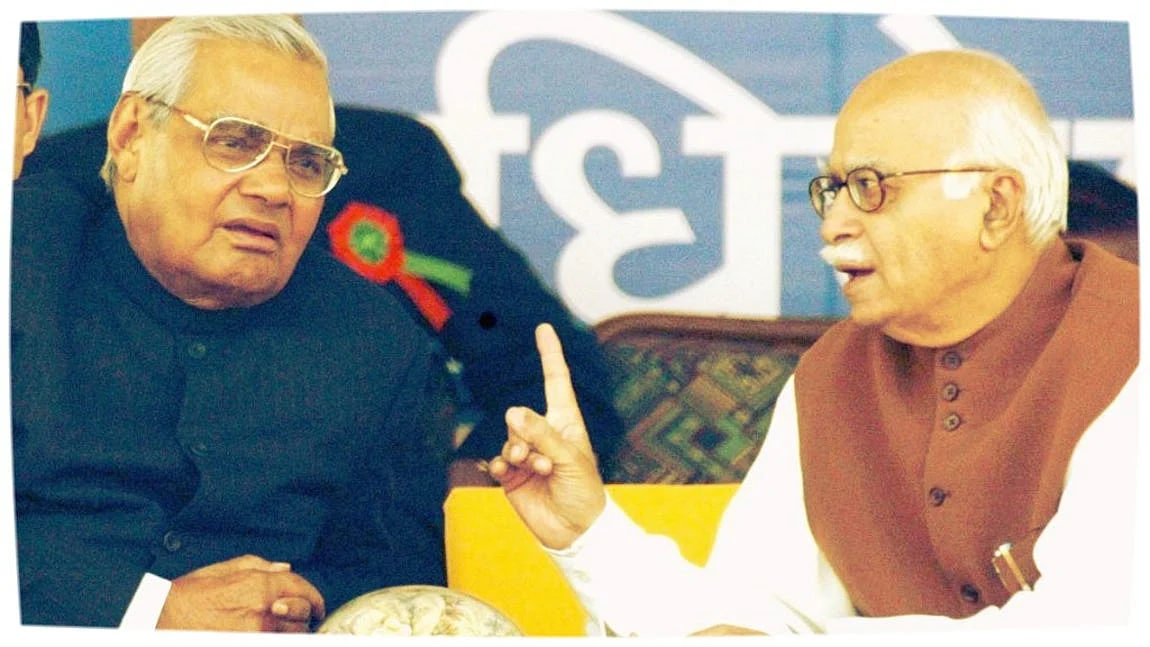 Lal Krishna Advani, talking to former Prime Minister Atal Bihari Vajpayee (Photo: PTI)