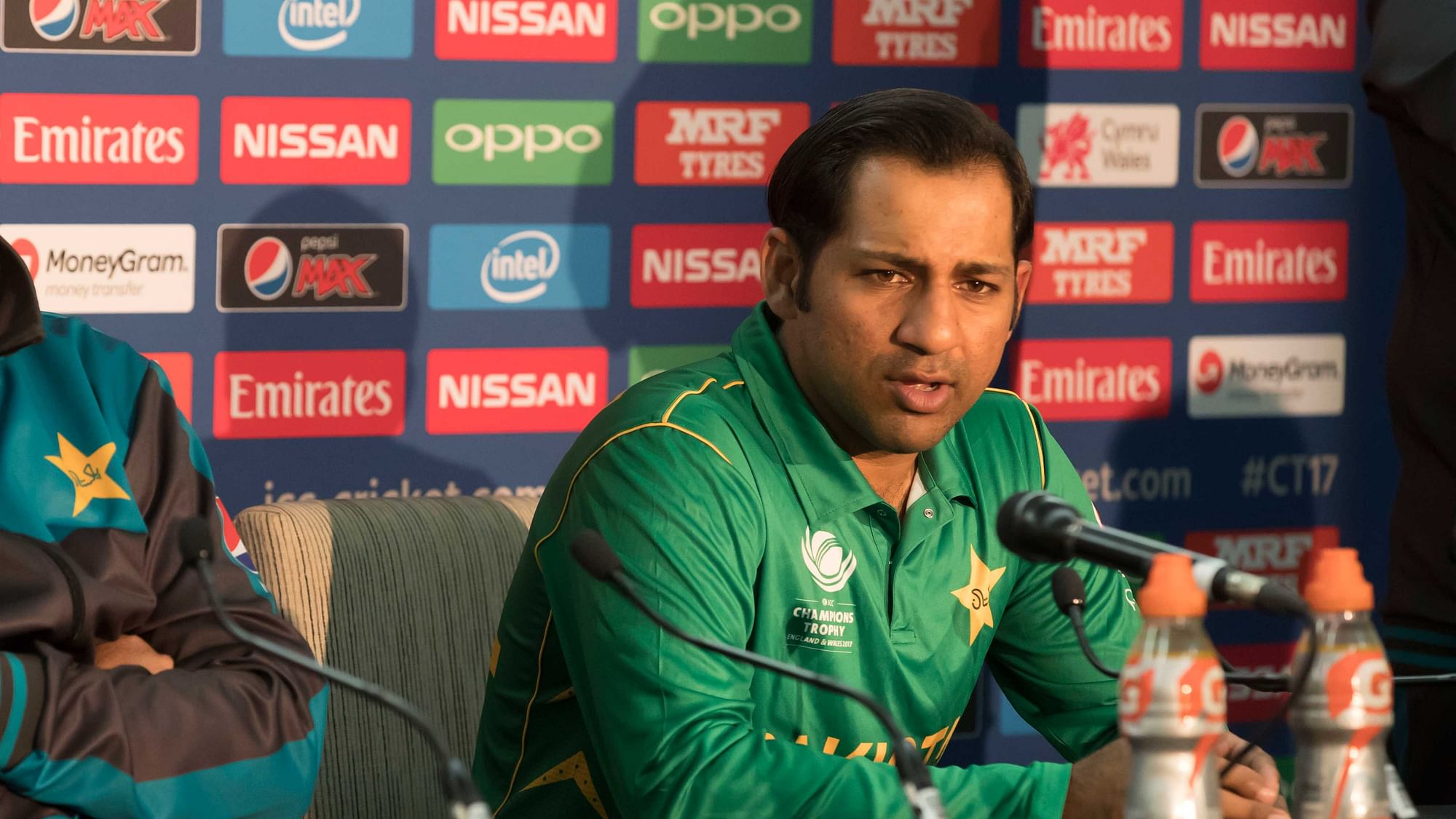 File photo of Sarfraz Ahmed speaking to the media.