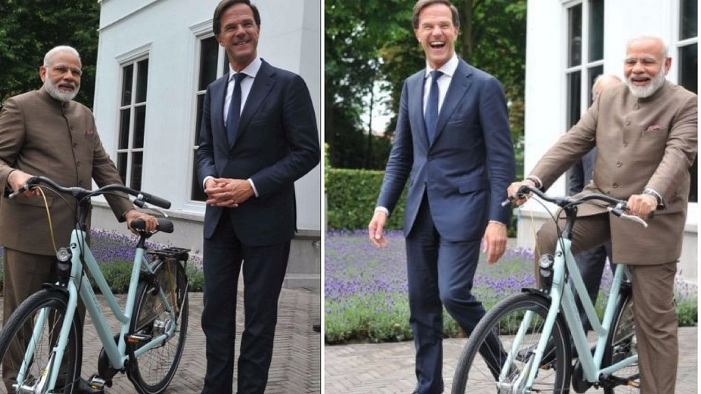 Prime Minister Narendra Modi was gifted a bicycle by  Dutch PM Mark Rutte.