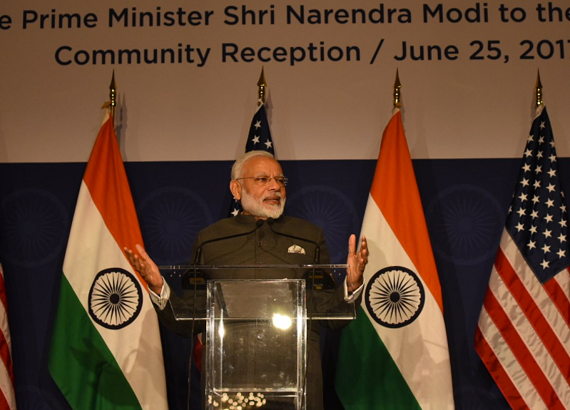 Prime Minister Narendra Modi addresses the Indian community in Washington DC on Sunday. (Photo Courtesy: <a href="https://twitter.com/PMOIndia">@PMOIndia</a>/Twitter)