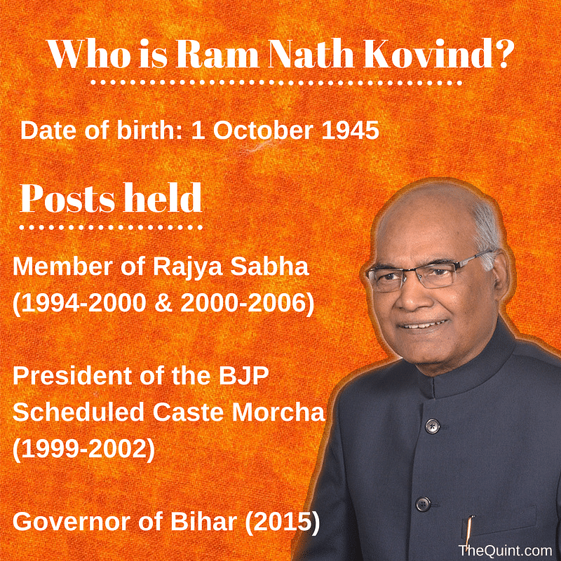 A former president of the BJP Dalit Morcha, Ram Nath Kovind has also served as BJP’s national spokesperson.