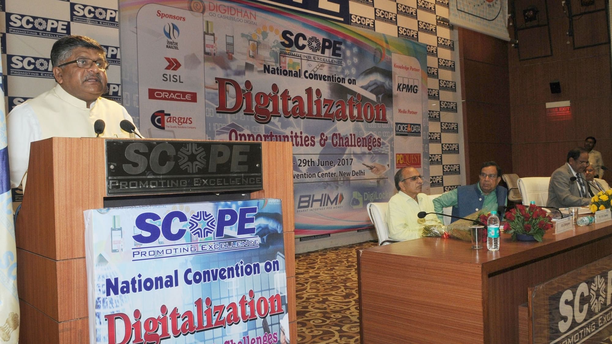 IT minister Ravi Shankar Prasad at the National Convention on Digitalisation.&nbsp;