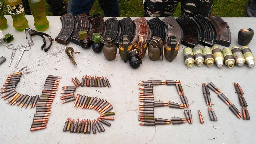 Grenades and other ammunition seized by the security forces. (Photo: ANI)