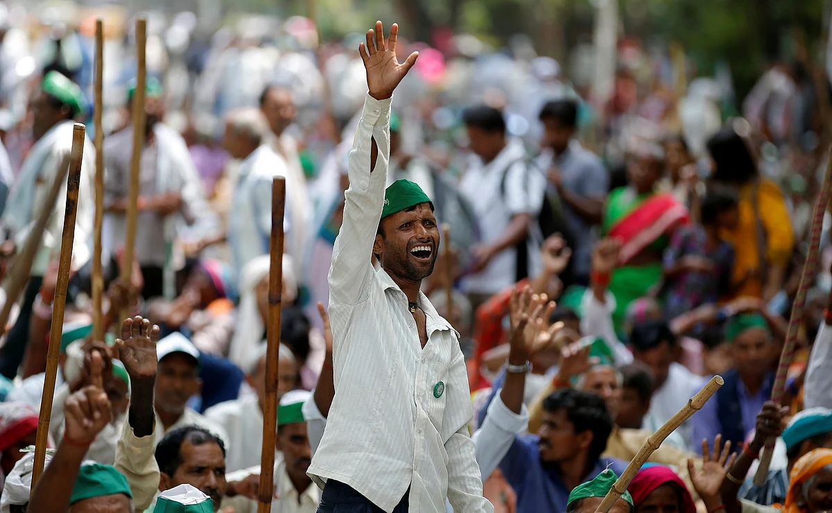 A farmers’ protest in Mandsaur, Madhya Pradesh. (Photo: Reuters)