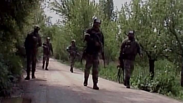 Security forces in Kashmir’s Shopian district.