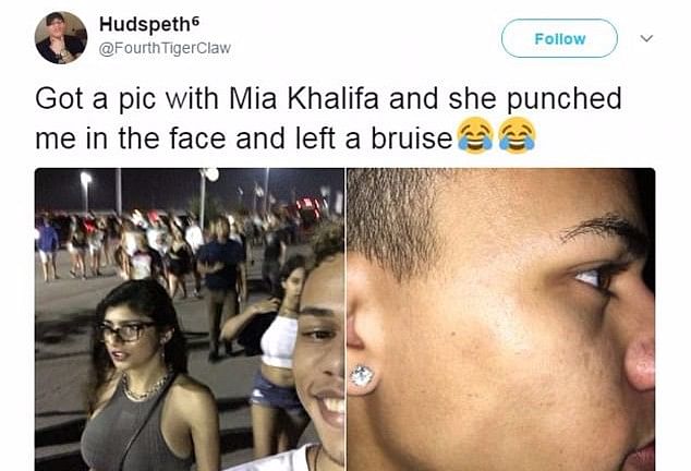 Why is this man accusing Mia Khalifa of punching him in the face?