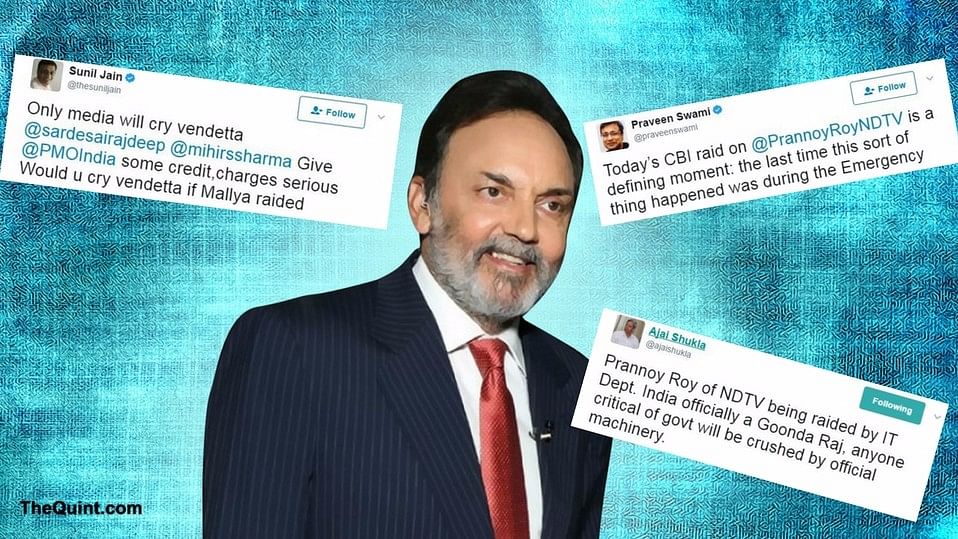 Twitter reacts to CBI Case Against Prannoy Roy.(Photo Courtesy: The Quint)