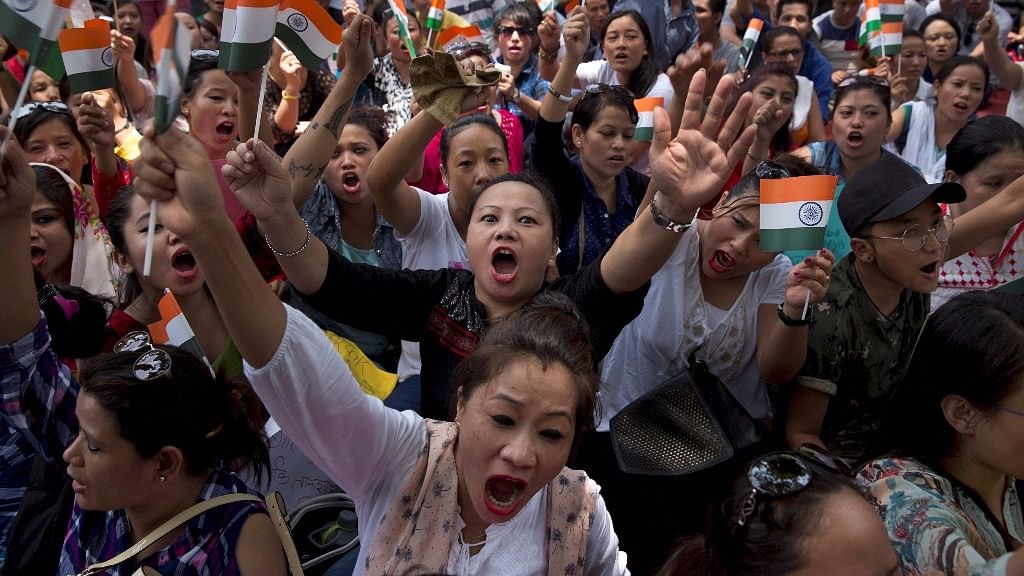  Protesters demanding the creation of separate state of Gorkhaland. (Photo: PTI)