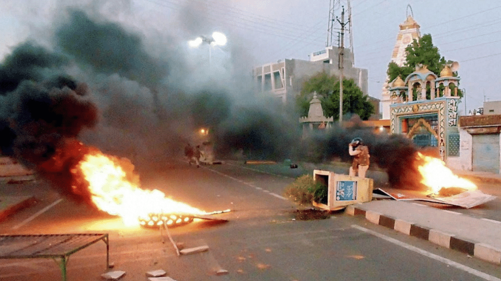 A scene after violent clashes erupted in Mandsaur in June last year.