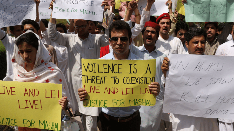 A protest being held against the lynching of Mashal Khan who was beaten to death over ‘blasphemy’ in Pakistan. (Photo Courtesy: Twitter/<a href="https://twitter.com/jeanrossignol">jean rossignol‏</a>)
