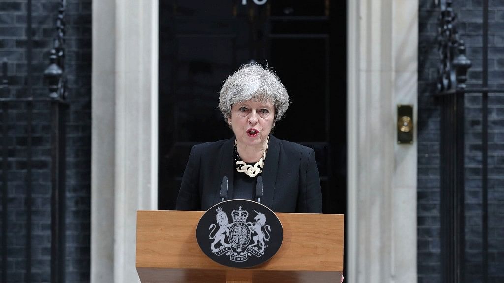 Britain’s Prime Minister Theresa May makes a statement  following Saturday night’s terror attack in London. (Photo: AP)