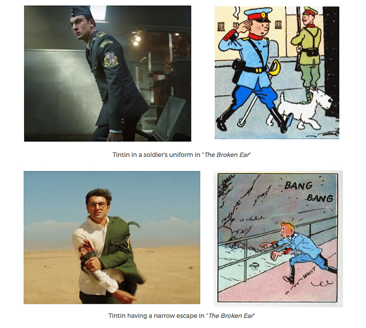 A Tintin fan compiles a list of frames from the ‘Jagga Jasoos’ trailer that are inspired Tintin’s adventures.