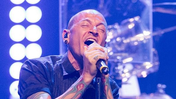 Chester Bennington of Linkin Park performs during the iHeartRadio Live Series in Burbank, Calif.