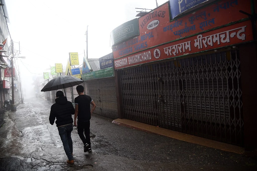 Shops are closed in Chowk Bazar in Darjeeling, it witnessed most violent protest in recent days. 