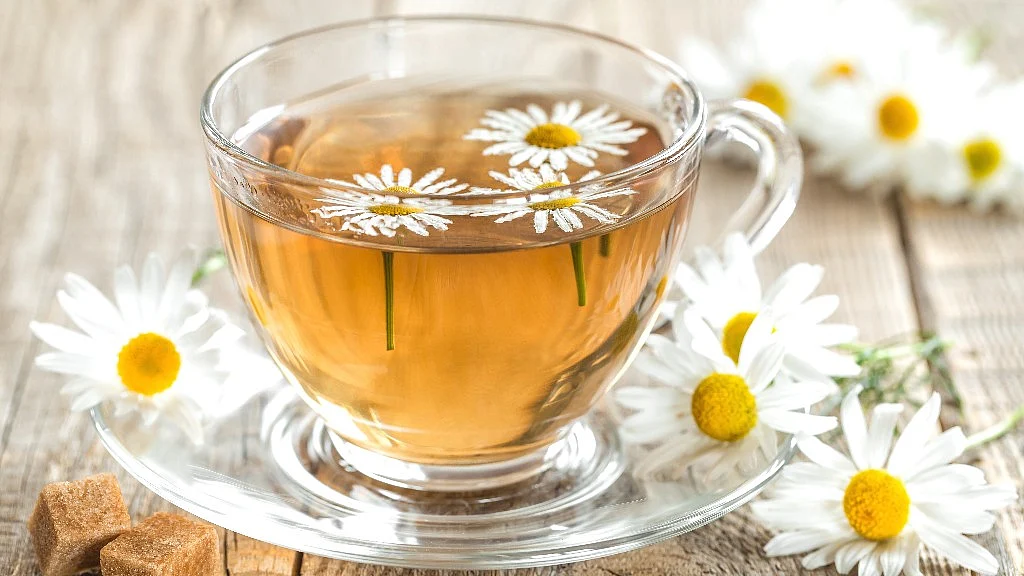 Chamomile tea is said to have soothing effect on tired, anxious mind. 