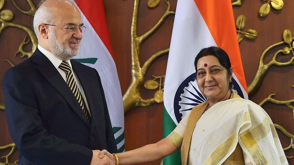 File image of External Affairs Minister Sushma Swaraj and her Iraqi counterpart, Ibrahim al-Jaafari.