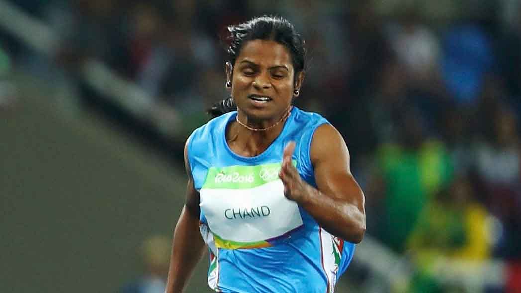 Dutee runs during the 100m event at the Rio Olympics last year.
