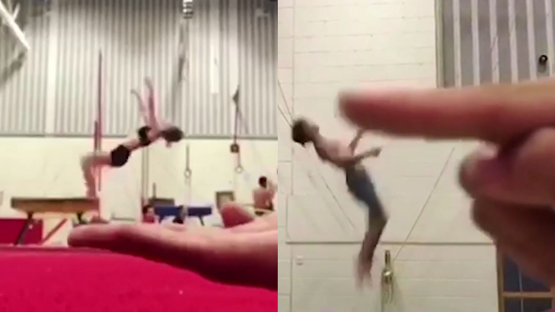 Creative optical illusion created by gymnasts