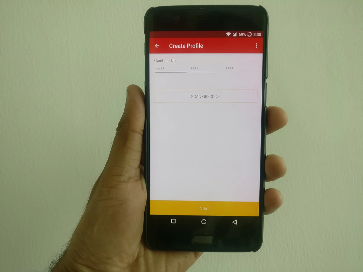 Create an Aadhaar profile on the app by feeding your 12-digit Aadhaar number. 