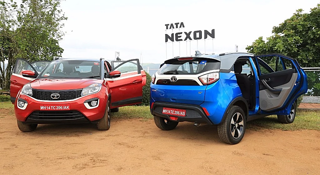 The rear of the Tata Nexon looks Range Rover Evoque inspired. 
