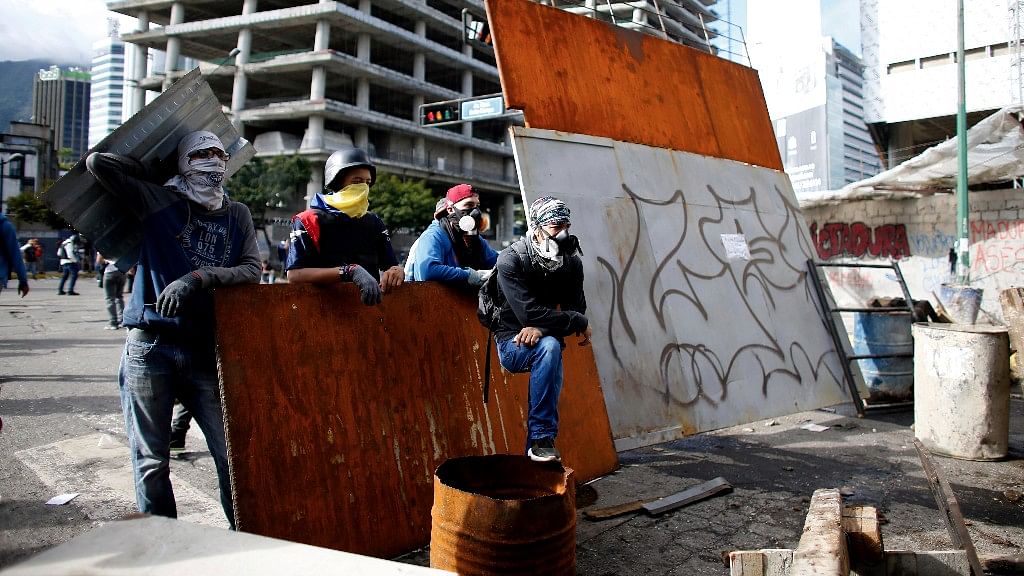 Anti-government demonstrators in  Venezuela