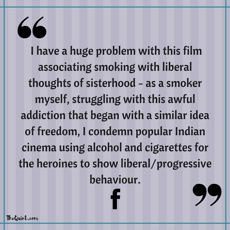 

Cigarettes in the film aren’t so much about the women rebelling, as it is of them sharing an experience.   