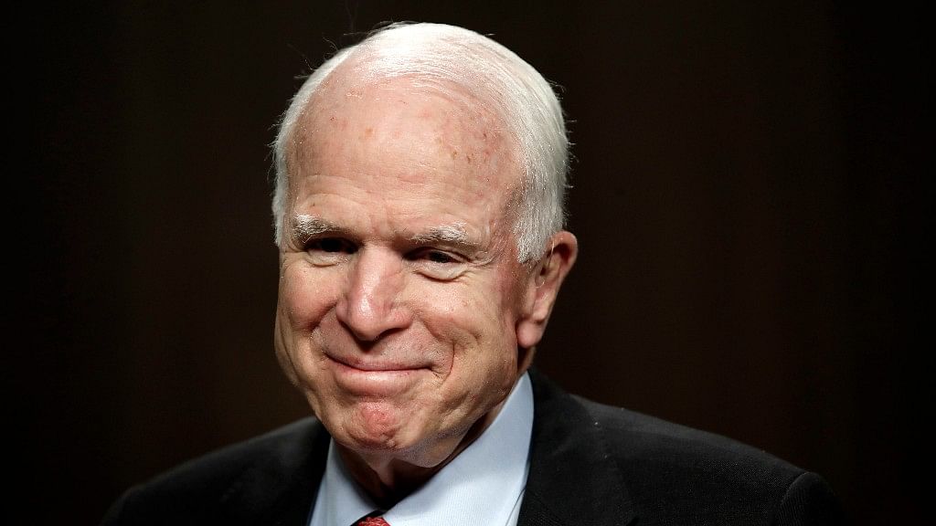 Senator John McCain arrives on Capitol Hill in Washington. McCain has been diagnosed with a brain tumor after a blood clot was removed.&nbsp;