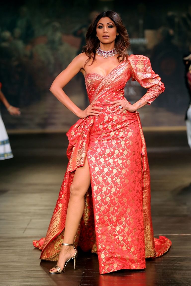 There were plenty of thigh high slit gowns on display at Monisha Jaising’s show on Day 5 of India Couture Week 2017