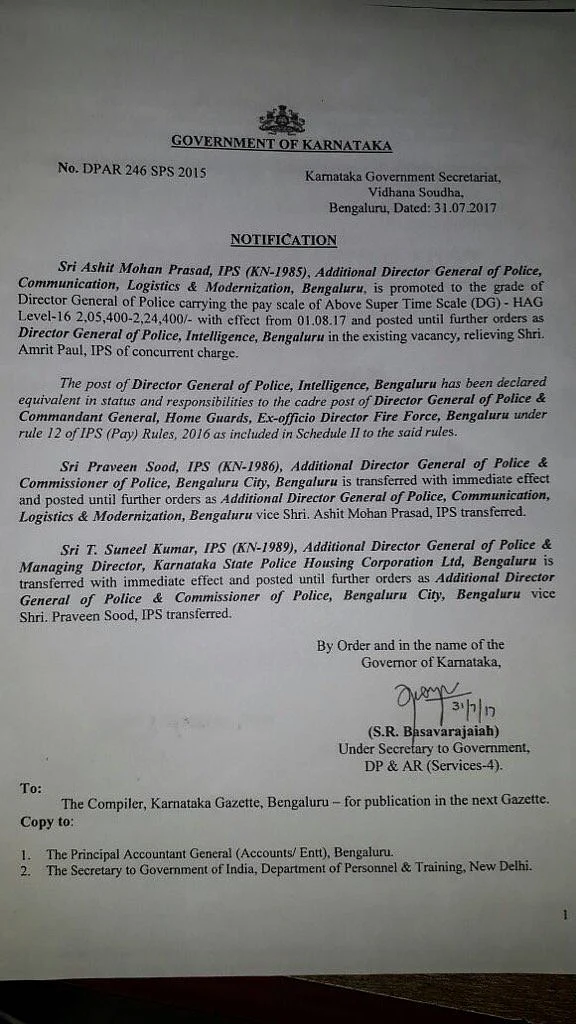 The transfer order issued on Monday night. 
