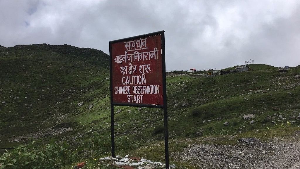 A signboard at the Indo-China border in Sikkim.&nbsp;