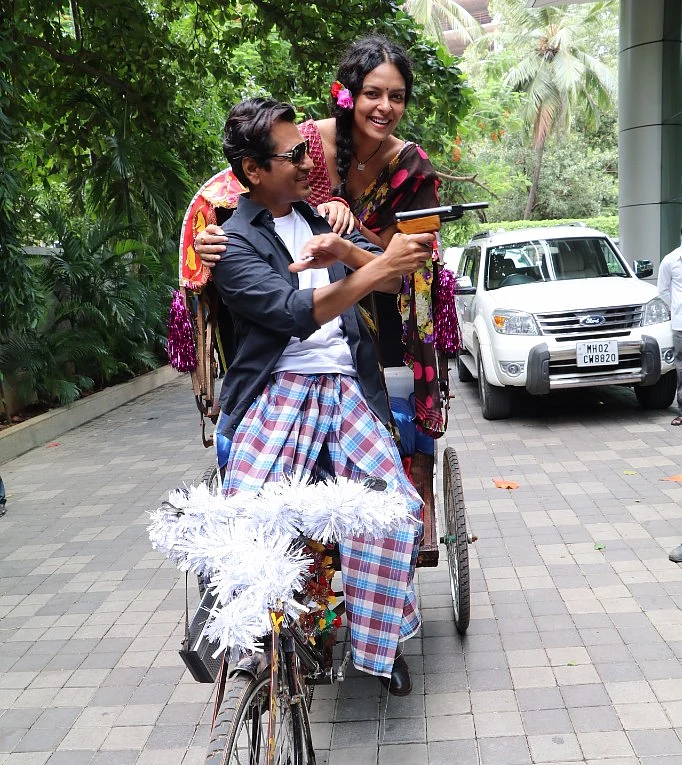 Nawazuddin Siddiqui with his <i>Babumoshai Bandookbaaz</i> co-star Bidita Bag.