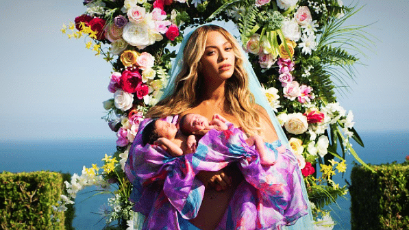 Beyonce with Sir Carter and Rumi.&nbsp;
