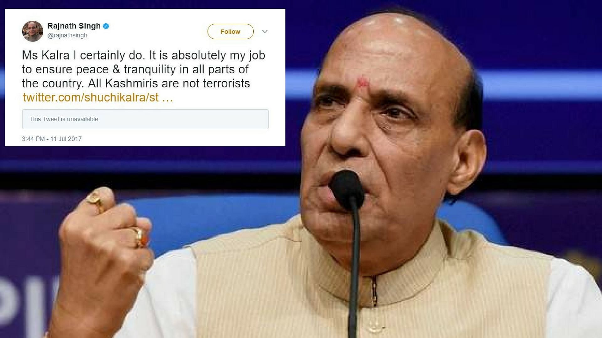 

Rajnath Singh had earlier condemned the attack and said that the spirit of Kashmiriyat was very much alive.