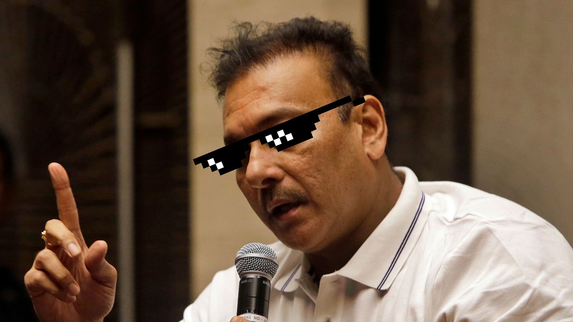 Ravi Shastri addressing his first press conference after being appointed as India’s head coach.&nbsp;