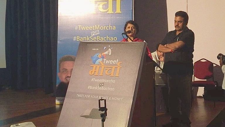 Journalist Sucheta Dalal and Congress leader Sanjay Nirupam  launch their social media campaign. (Photo: Prathamesh Shinde/BloombergQuint)
