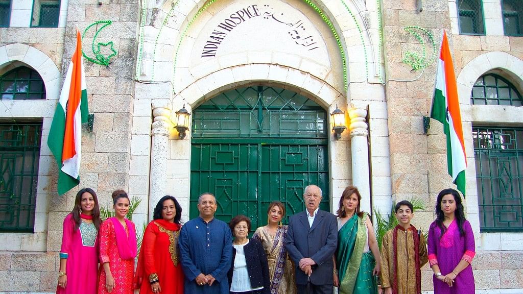 The Ansari family in front of their house in Jerusalem. 