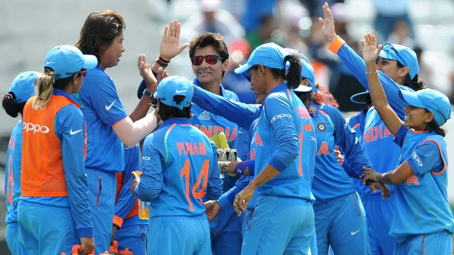 File photo of the Indian players celebrating a wicket during a match in the World Cup.
